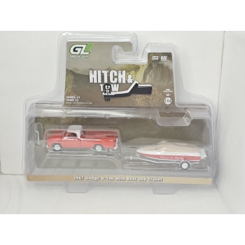 Greenlight 1:64 Dodge D-100 1967 with Boat and Trailer